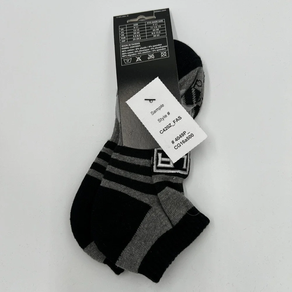 Adidas NHL LA Kings Men's Ankle Socks 3 Pairs Gray Black Size L 9-11 New